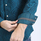 Mens Western Modern Fit Cotton/Spandex Long Sleeve Teal Shirt with Snaps