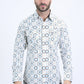 Mens Western Modern Fit Cotton/Spandex Long Sleeve White Shirt with Snaps