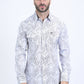 Mens Western Modern Fit Cotton/Spandex Long Sleeve White Shirt with Snaps