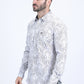 Mens Western Modern Fit Cotton/Spandex Long Sleeve White Shirt with Snaps