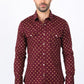 Mens Western Modern Fit Wine Long Sleeve Shirt with Snaps