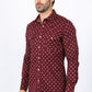 Mens Western Modern Fit Wine Long Sleeve Shirt with Snaps