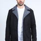 Mens Western-Style Long Faux Suede Black Coat