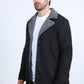 Mens Western-Style Long Faux Suede Black Coat