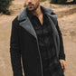 Mens Western-Style Long Faux Suede Black Coat