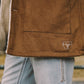 Mens Western-Style Long Faux Suede Brown Coat