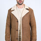 Mens Western-Style Long Faux Suede Brown Coat