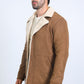 Mens Western-Style Long Faux Suede Brown Coat