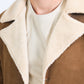 Mens Western-Style Long Faux Suede Brown Coat