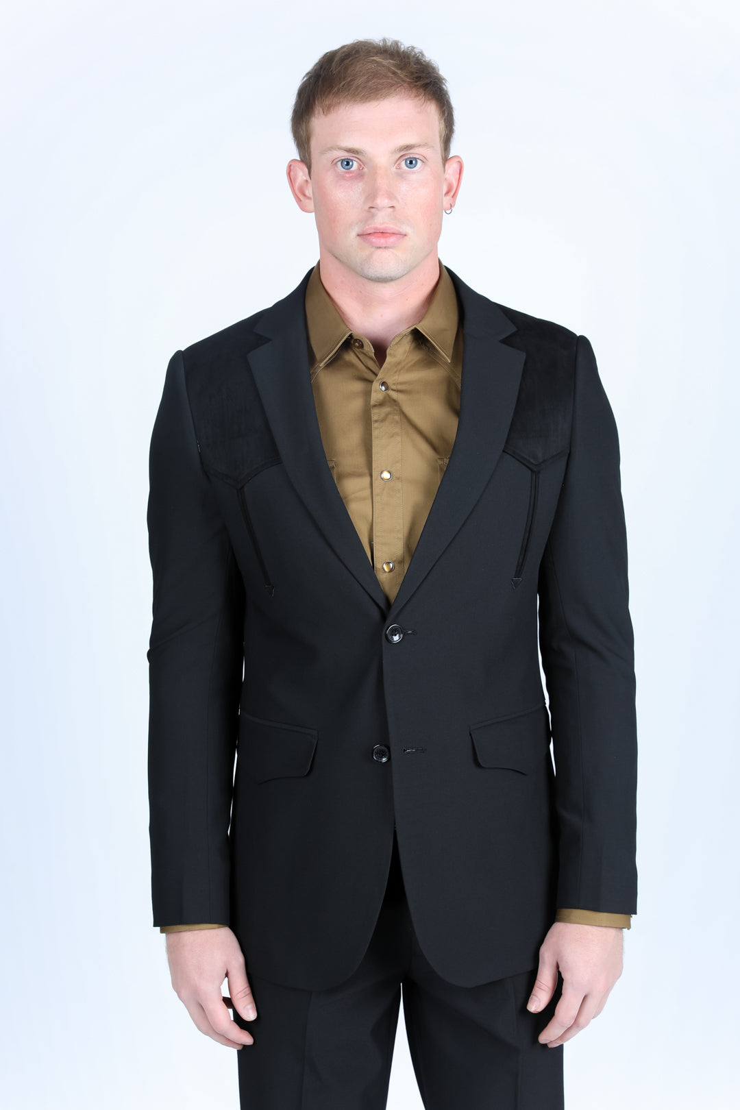 Men's Western Suit Sport Coat with Suede Yokes and Elbow Patches