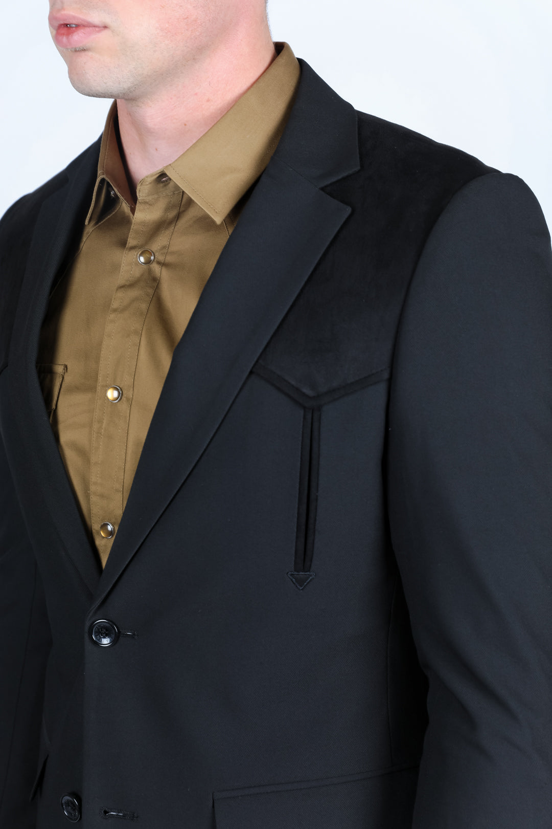 Men's Western Suit Sport Coat with Suede Yokes and Elbow Patches