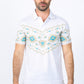 Men's White Aztec Panoramic Print Polo