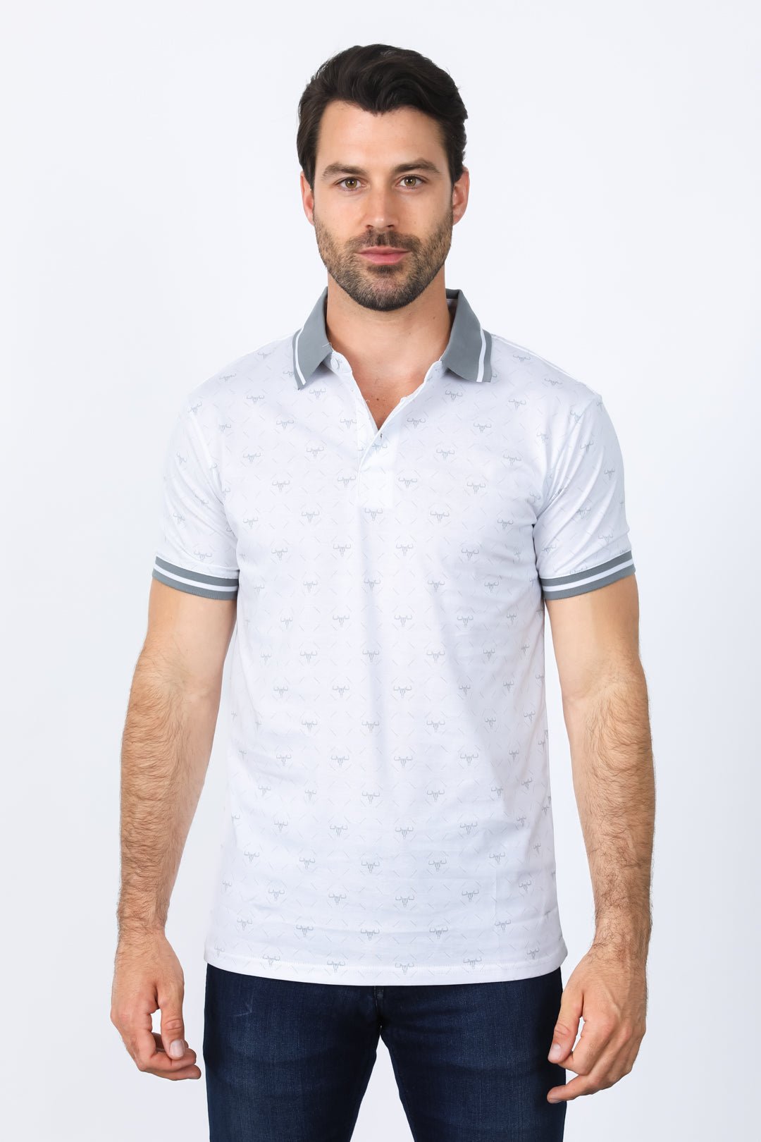 Mens Cotton Printed Polo Shirt