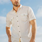 Mens Embroidery Modern Fit Stretch Short Sleeve Shirt