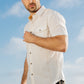 Mens Embroidery Modern Fit Stretch Short Sleeve Shirt