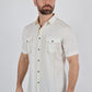 Mens Embroidery Modern Fit Stretch Short Sleeve Shirt