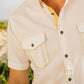 Mens Embroidery Modern Fit Stretch Short Sleeve Shirt