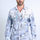 Mens Modern Fit Panoramic Foil Print Shirt - White