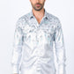 Mens Modern Fit Panoramic Foil Print Shirt - White