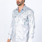 Mens Modern Fit Panoramic Foil Print Shirt - White