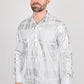 Mens Modern Fit Stretch Foiled White Long Sleeve Shirt