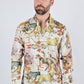 Mens Long Sleeve Modern Fit Stretch Wild Horses Print Shirt