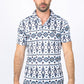 Mens Performance Fabric Modern Fit Stretch Aztec Print White Polo