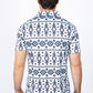 Mens Performance Fabric Modern Fit Stretch Aztec Print White Polo