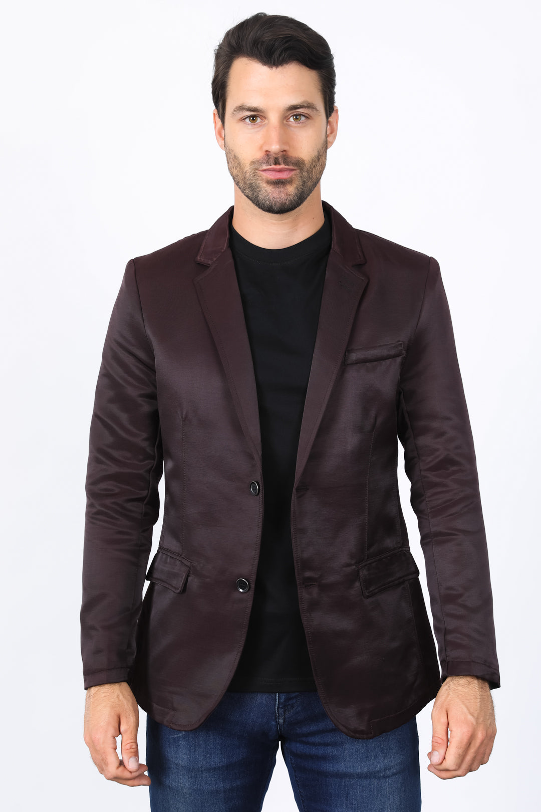 Men's Double Button Wine Blazer