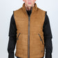 Men's Fur Lined Quilted Faux Suede Vest - Camel