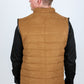 Men's Fur Lined Quilted Faux Suede Vest - Camel