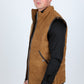 Men's Fur Lined Quilted Faux Suede Vest - Camel