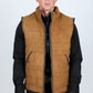 Men's Fur Lined Quilted Faux Suede Vest - Camel