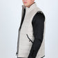 Men's Fur Lined Quilted Faux Suede Vest - Gray