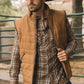 Men's Fur Lined Quilted Faux Suede Vest - Camel