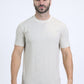 Mens Modern Fit Cotton Stretch Beige T-Shirt