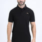 Mens Modern Fit Stretch Cotton Black Polo