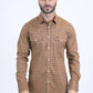 Mens Western Modern Fit Cotton/Spandex Long Sleeve Khaki Shirt with Snaps