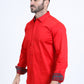 Satin Cotton/Spandex Long Sleeve Red Shirt