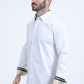 Satin Cotton/Spandex Long Sleeve White Shirt