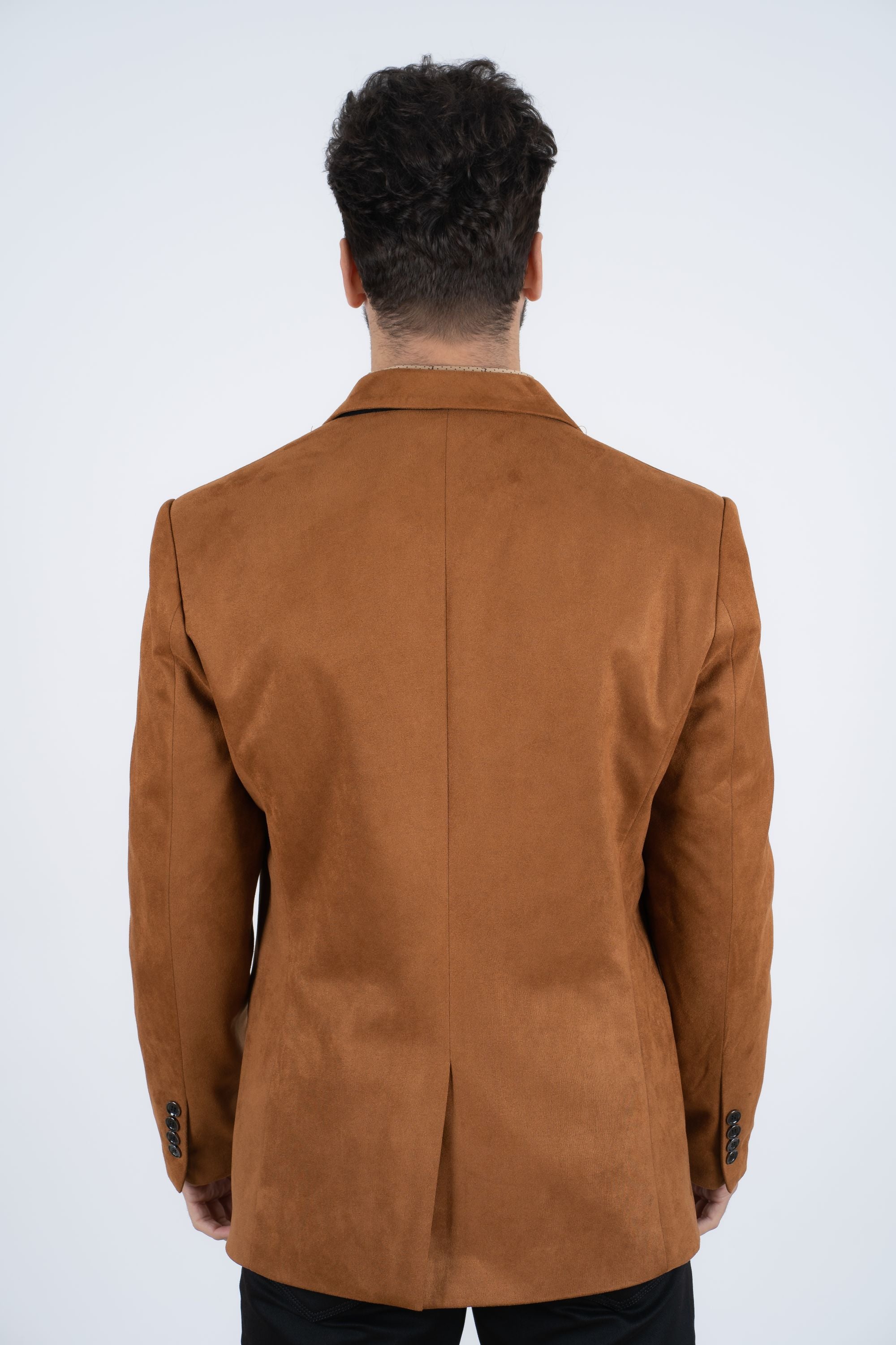 Men's Double Button Camel Faux-Suede Blazer – Platini Fashion