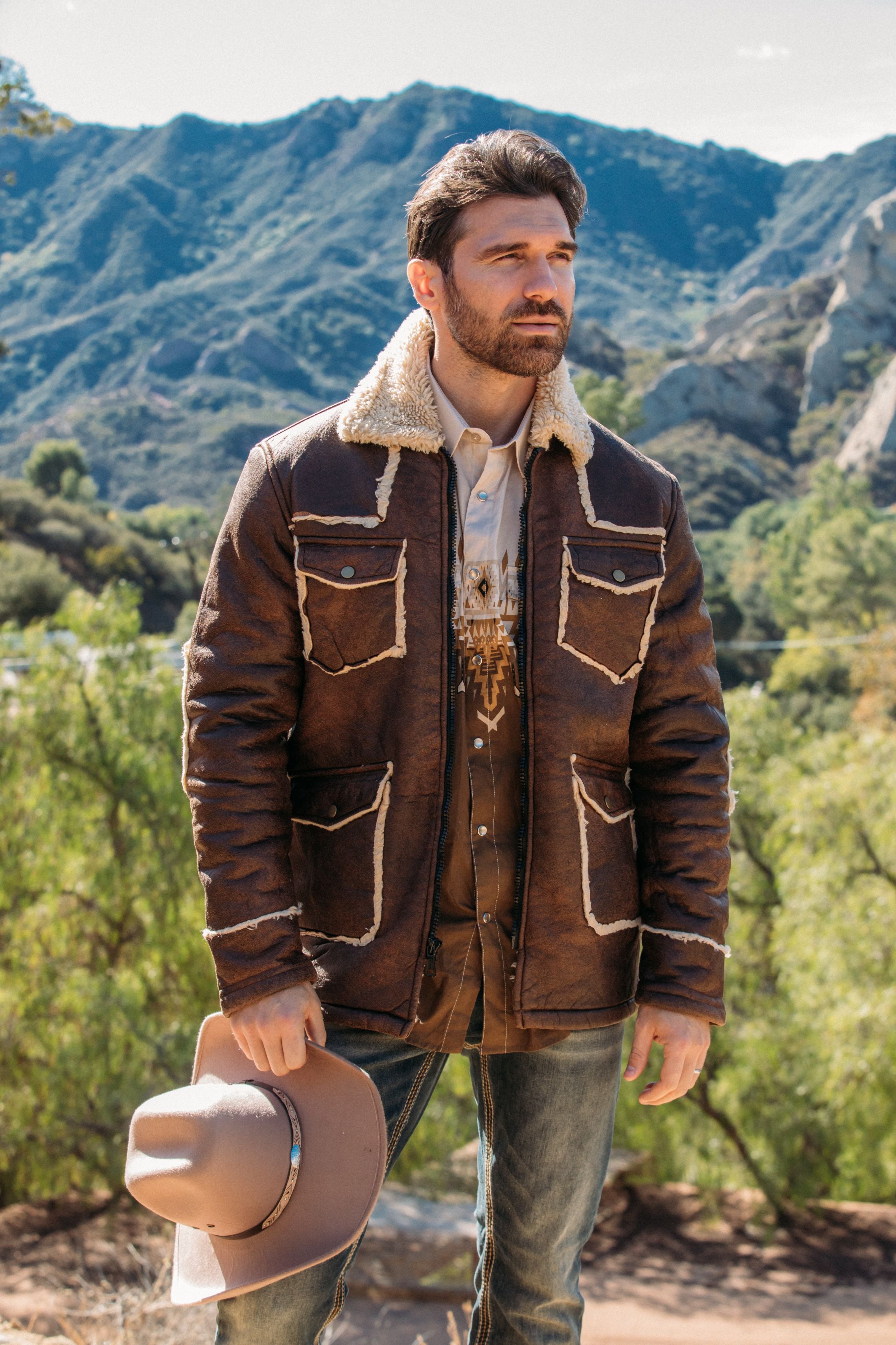 Shearling lined hotsell jacket mens