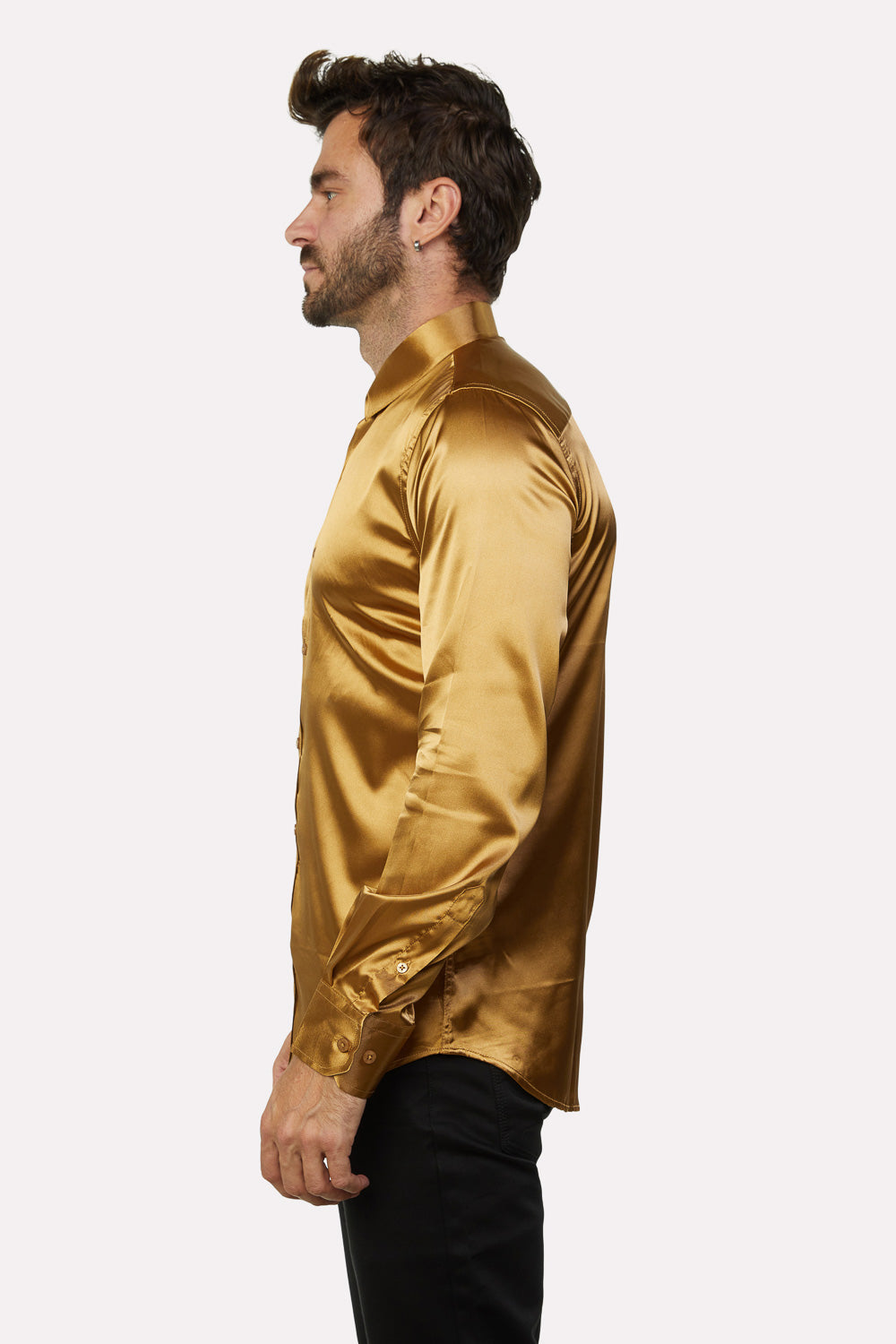 Men's Satin Gold Dress Shirt – Platini Fashion